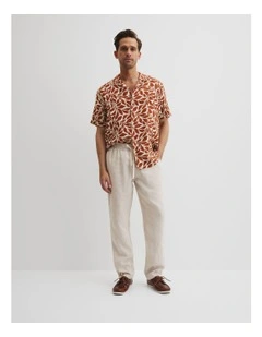 Organically Grown Relaxed Linen Drawcord Pant in Oat