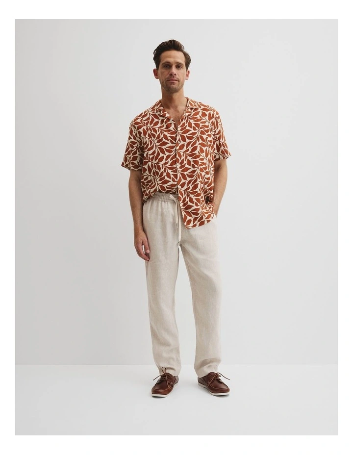 Organically Grown Relaxed Linen Drawcord Pant in Oat image 1