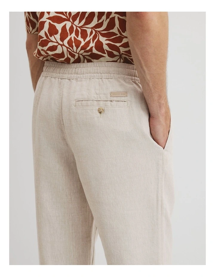 Organically Grown Relaxed Linen Drawcord Pant in Oat image 3