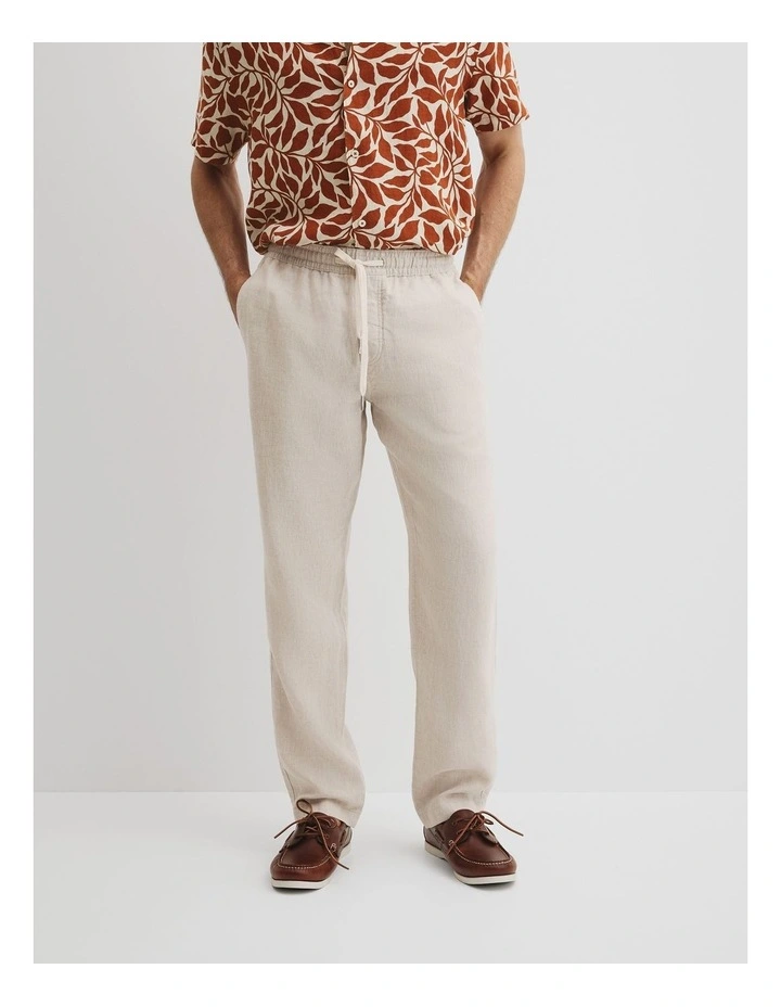 Organically Grown Relaxed Linen Drawcord Pant in Oat image 4