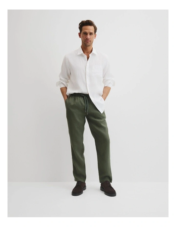 Organic Grown Linen Relaxed Drawcord Pant in Thyme image 1