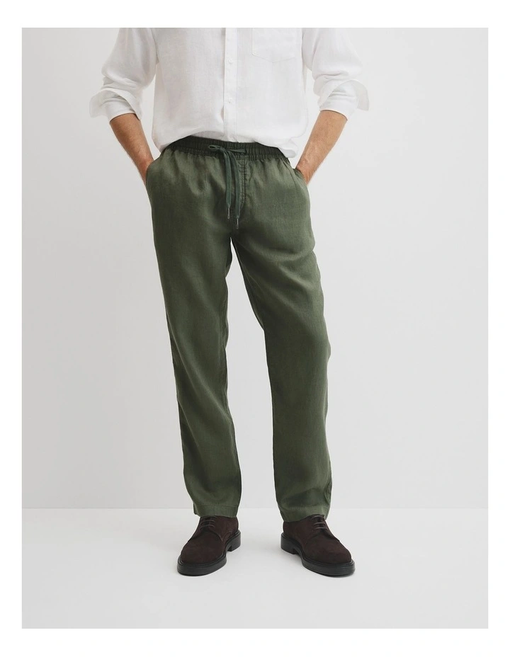 Organic Grown Linen Relaxed Drawcord Pant in Thyme image 2