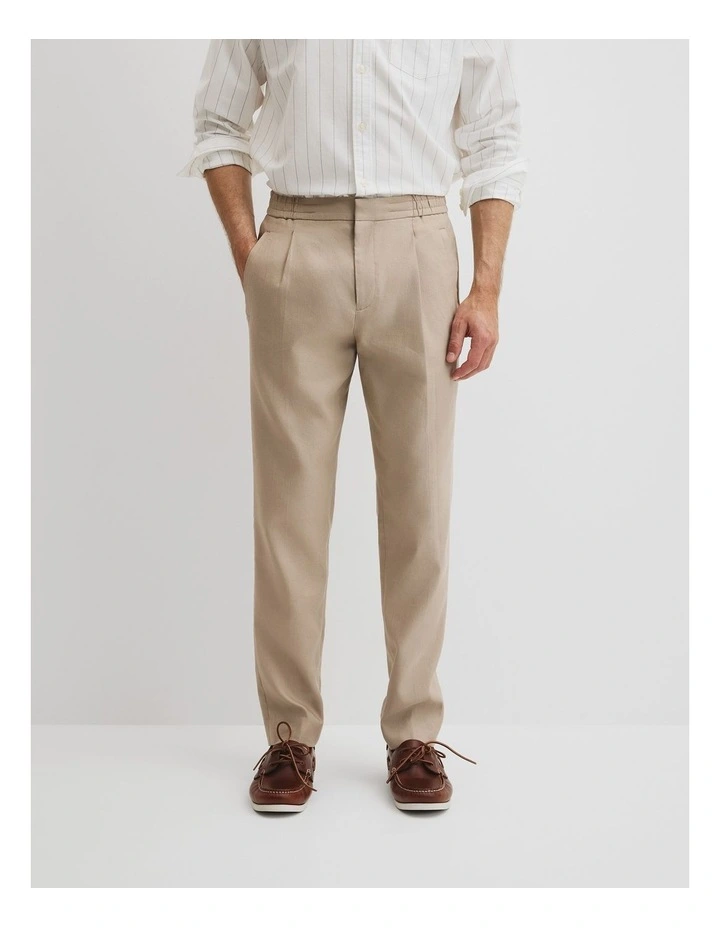 Elastic Pleat Front Pant in Taupe image 2