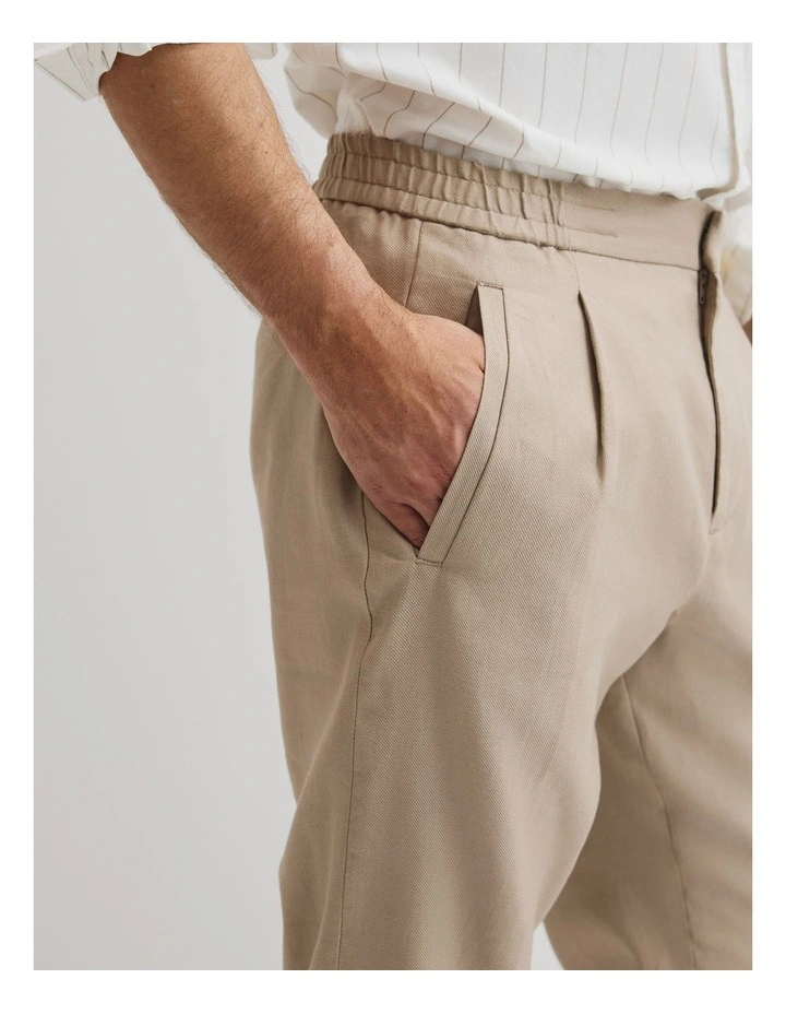 Elastic Pleat Front Pant in Taupe image 3