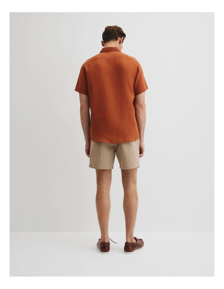 Organically Grown Linen Regular Fit Short Sleeve Shirt in Spice image 5
