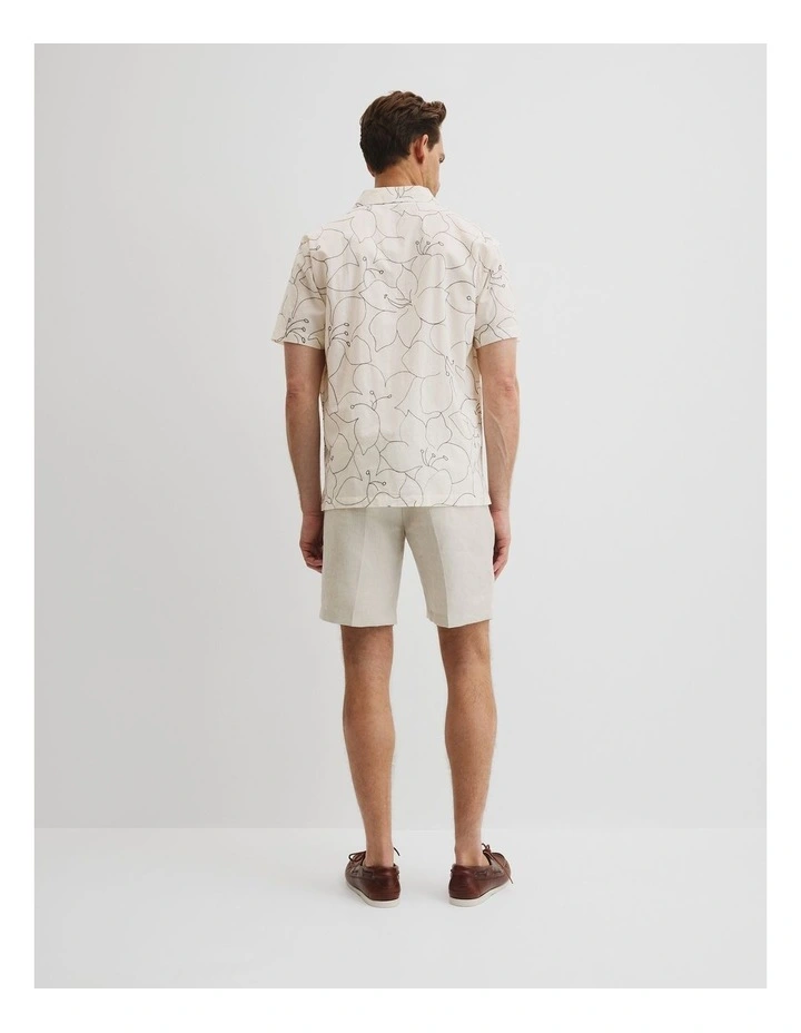 Cuban Floral Embroidered Short Sleeve Shirt in White image 5