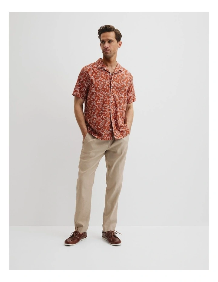 Cuban Embroidered Short Sleeve Shirt in Spice image 2