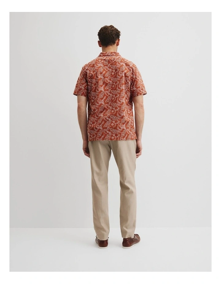 Cuban Embroidered Short Sleeve Shirt in Spice image 4