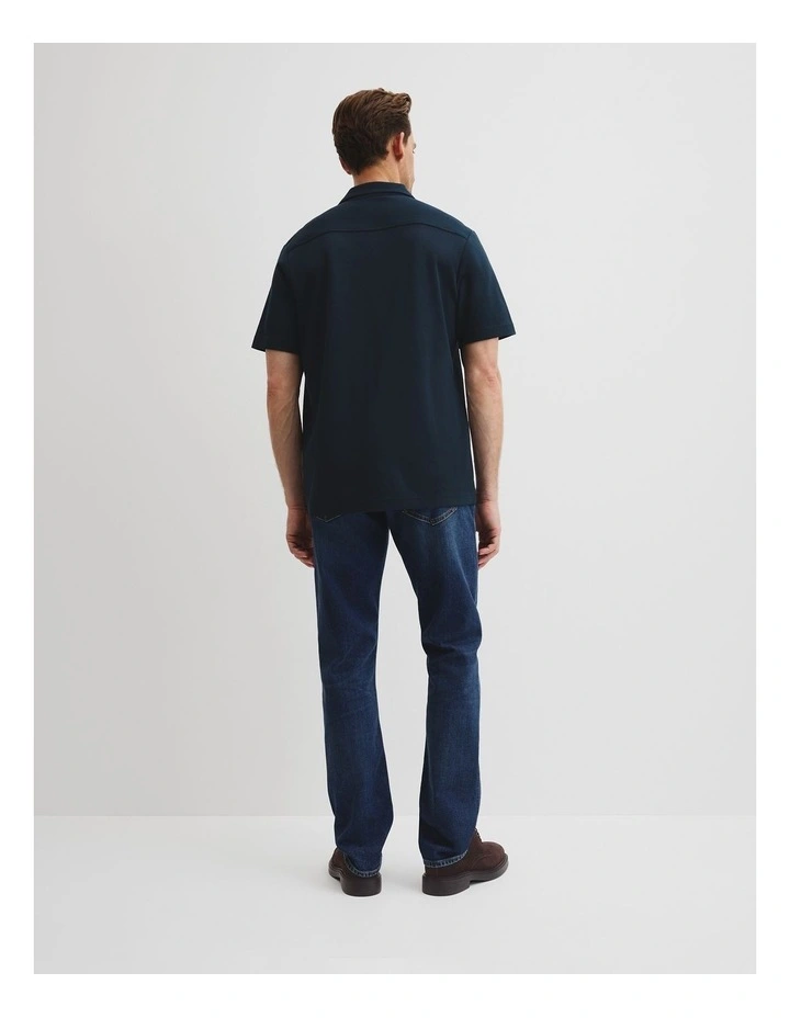 Australian Cotton Textured Short Sleeve Shirt in Navy image 4