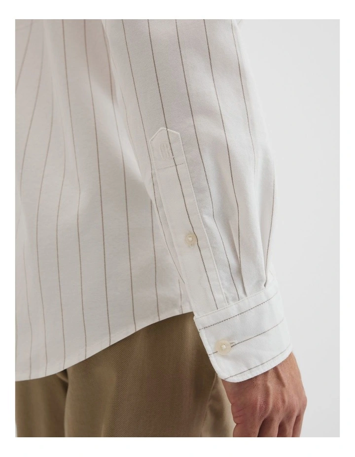 Regular Fit Oxford Stripe Shirt in Hazelnut image 3
