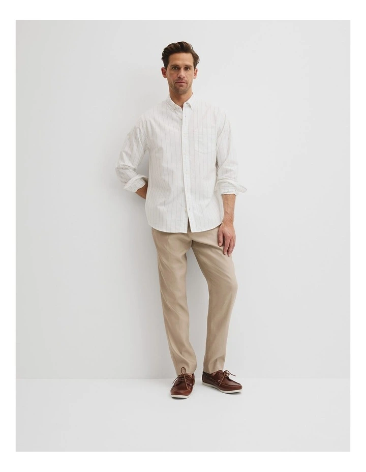 Regular Fit Oxford Stripe Shirt in Hazelnut image 4