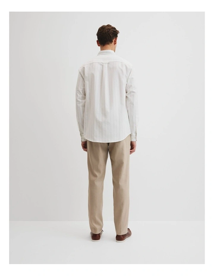 Regular Fit Oxford Stripe Shirt in Hazelnut image 5