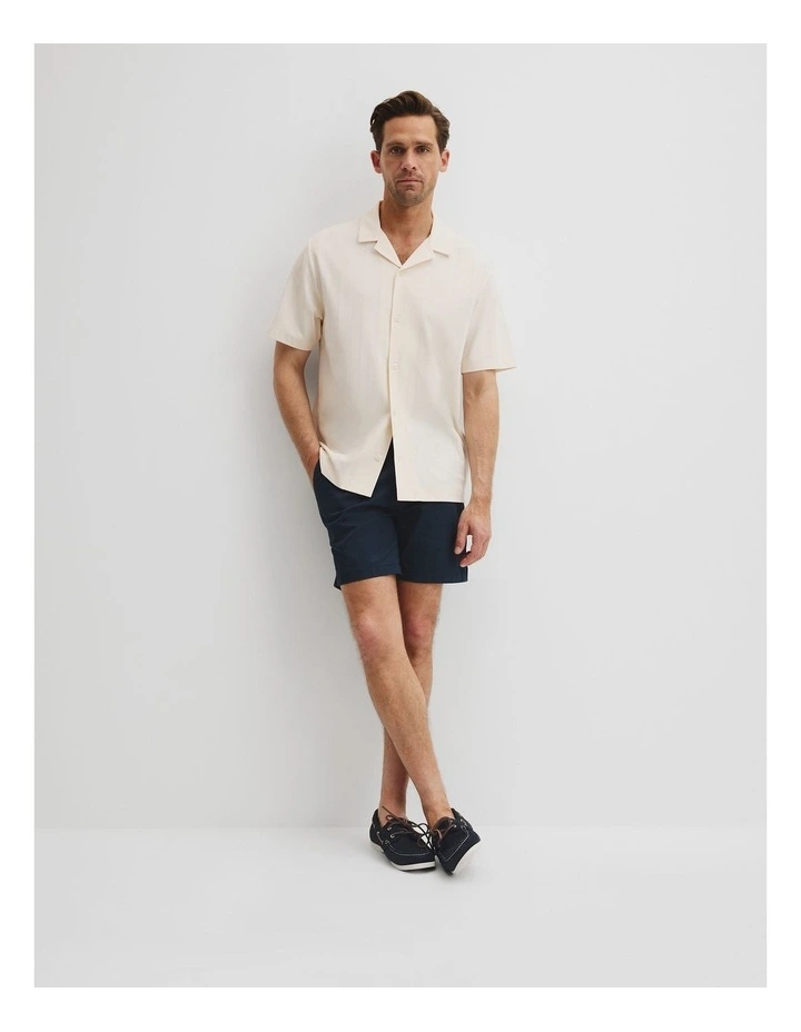 Textured Stripe Cuban Shirt in White image 1