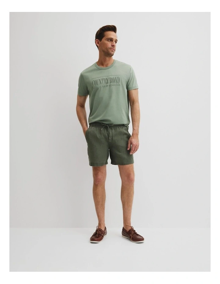Organically Grown Linen Drawcord Short in Thyme image 1
