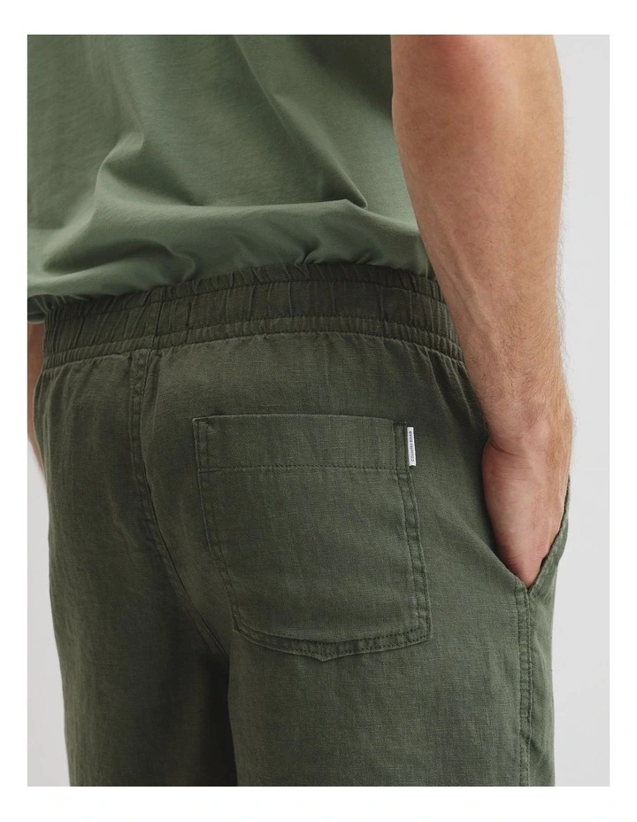 Organically Grown Linen Drawcord Short in Thyme image 3