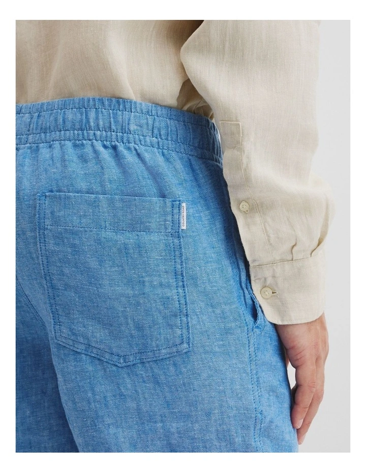 Organically Grown Linen Drawcord Short in Sea Salt Blue image 3
