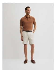 Herringbone Linen Tailored Short in Ecru