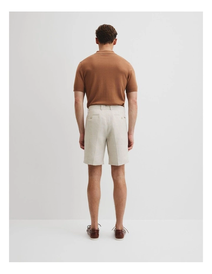 Herringbone Linen Tailored Short in Ecru image 5