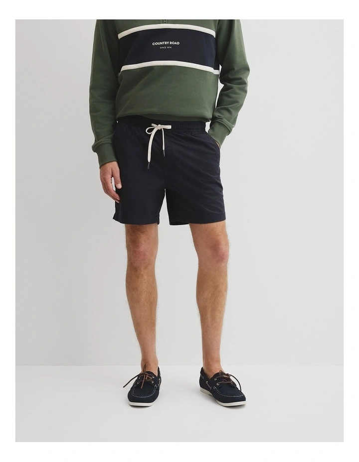 Australian Cotton Drawcord Short in Navy image 2