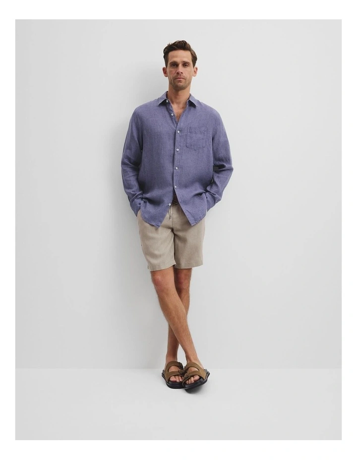 Regular Fit Organically Grown Linen Shirt in Storm Blue image 1