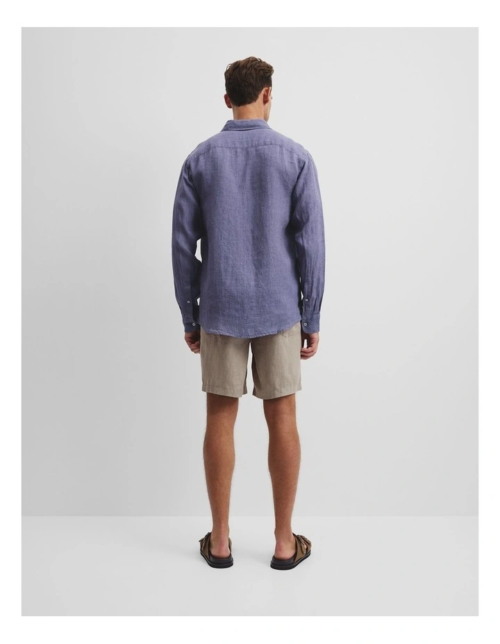 Regular Fit Organically Grown Linen Shirt in Storm Blue image 4