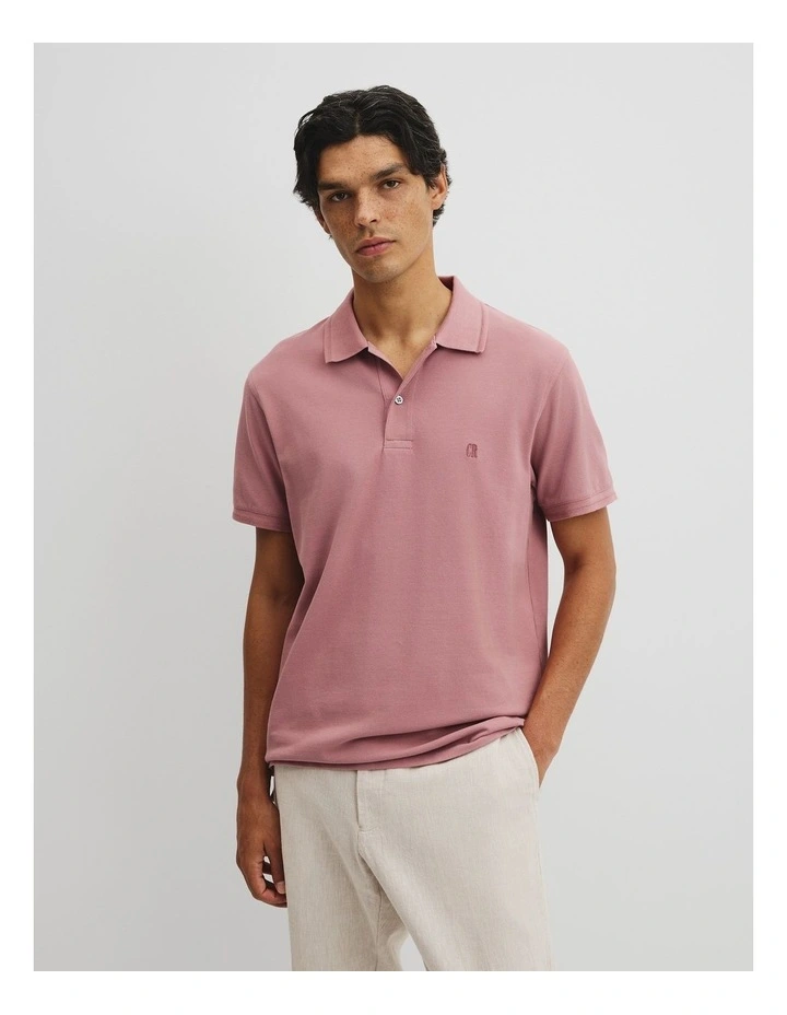 Australian Cotton Pique Polo in Dusty Rose image 1