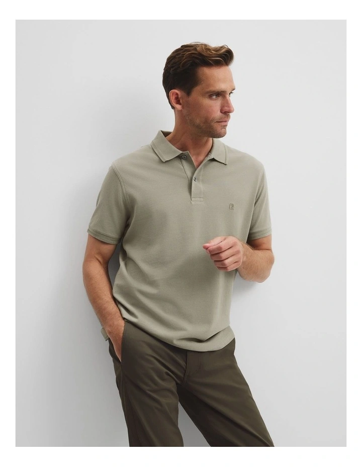 Australian Cotton Pique Polo in Soft Grass image 1
