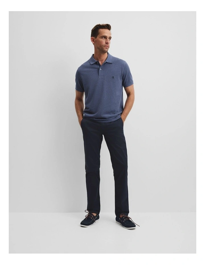 Australian Cotton Pique Polo in Storm Blue Melange image 2