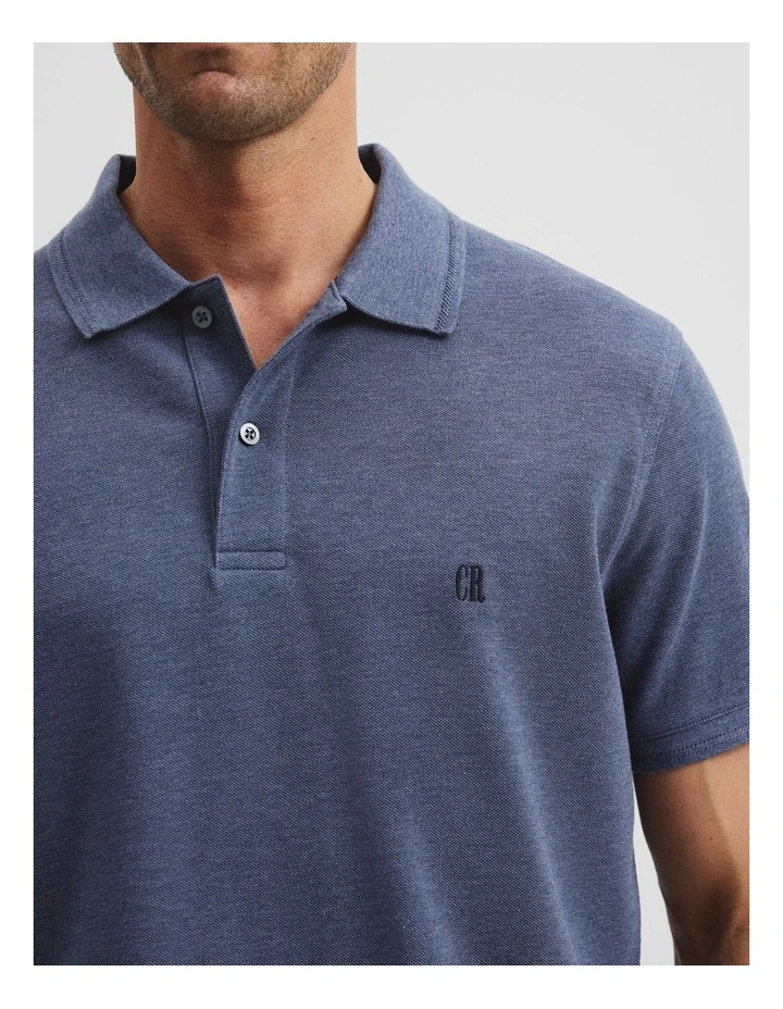 Australian Cotton Pique Polo in Storm Blue Melange image 3