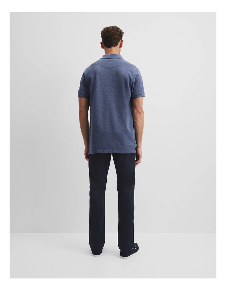 Australian Cotton Pique Polo in Storm Blue Melange image 4