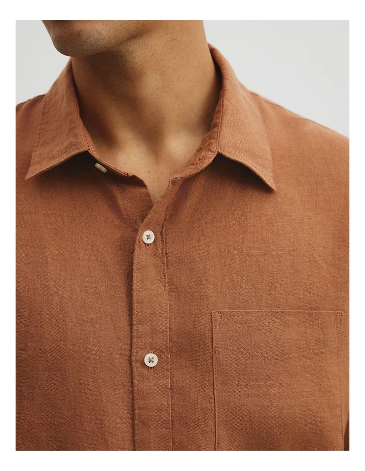Organically Grown Linen Regular Fit Shirt in Copper image 3