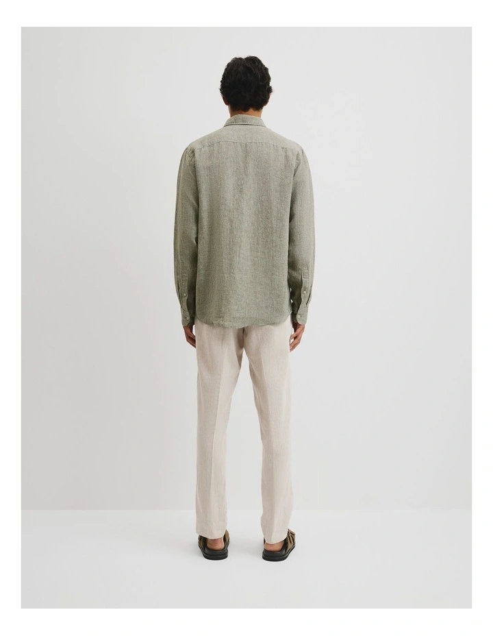 Organically Grown Linen Regular Fit Shirt in Moss image 4