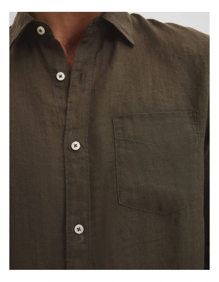 Organically Grown Linen Regular Fit Shirt in Willow image 3