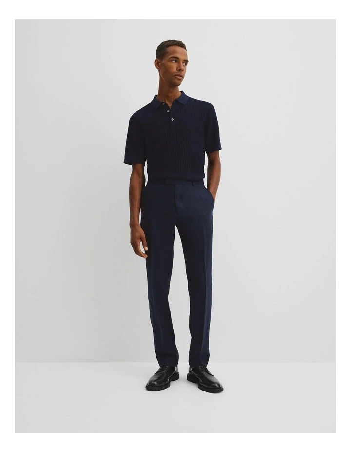 Australian Cotton Herringbone Knit Polo in Navy image 2