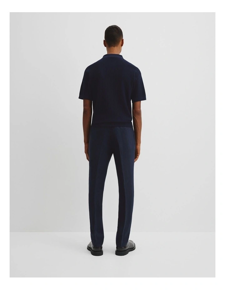 Australian Cotton Herringbone Knit Polo in Navy image 4
