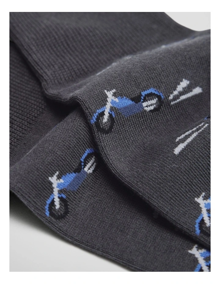 Motorcycle Socks in Charcoal image 2