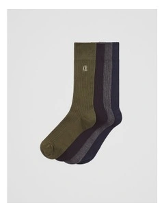 Ribbed Crew Sock Pack Of 4 in Multi