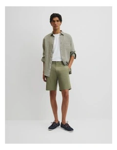 Australian Cotton Stretch Chino Short in Moss