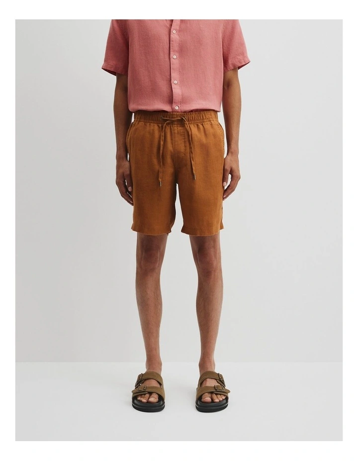 Organically Grown Linen Drawcord Short in Copper image 2