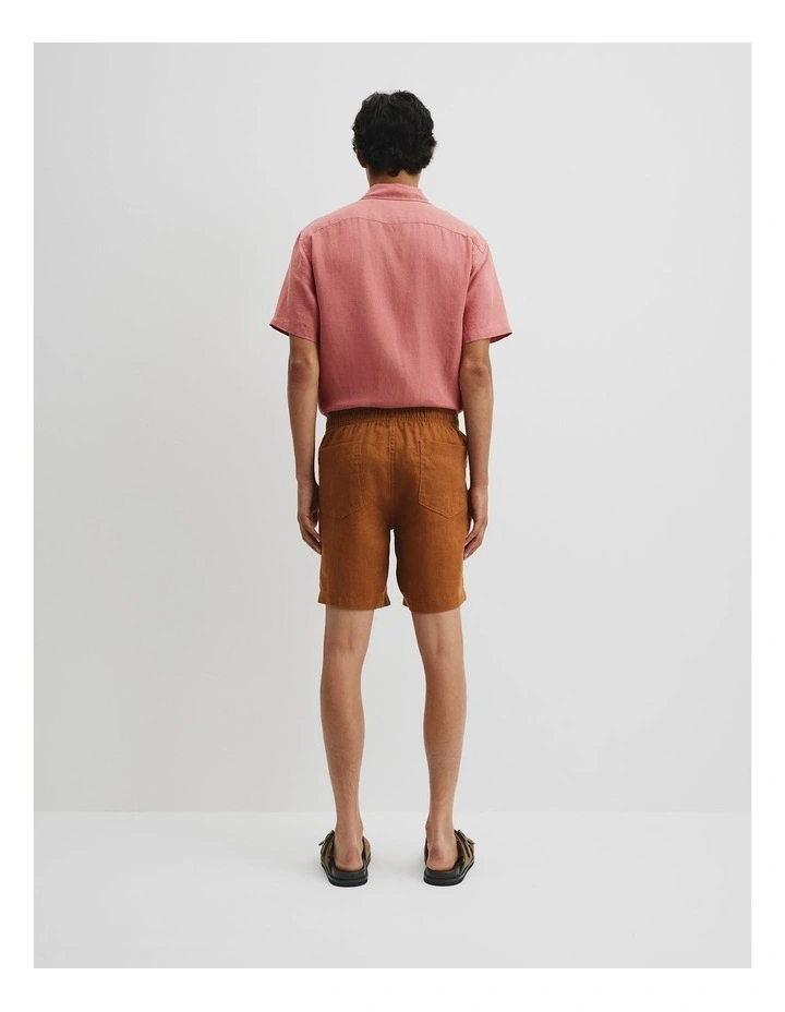 Organically Grown Linen Drawcord Short in Copper image 4