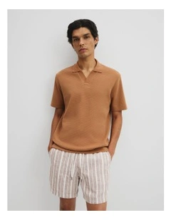 Australian Cotton Waffle Polo in Copper