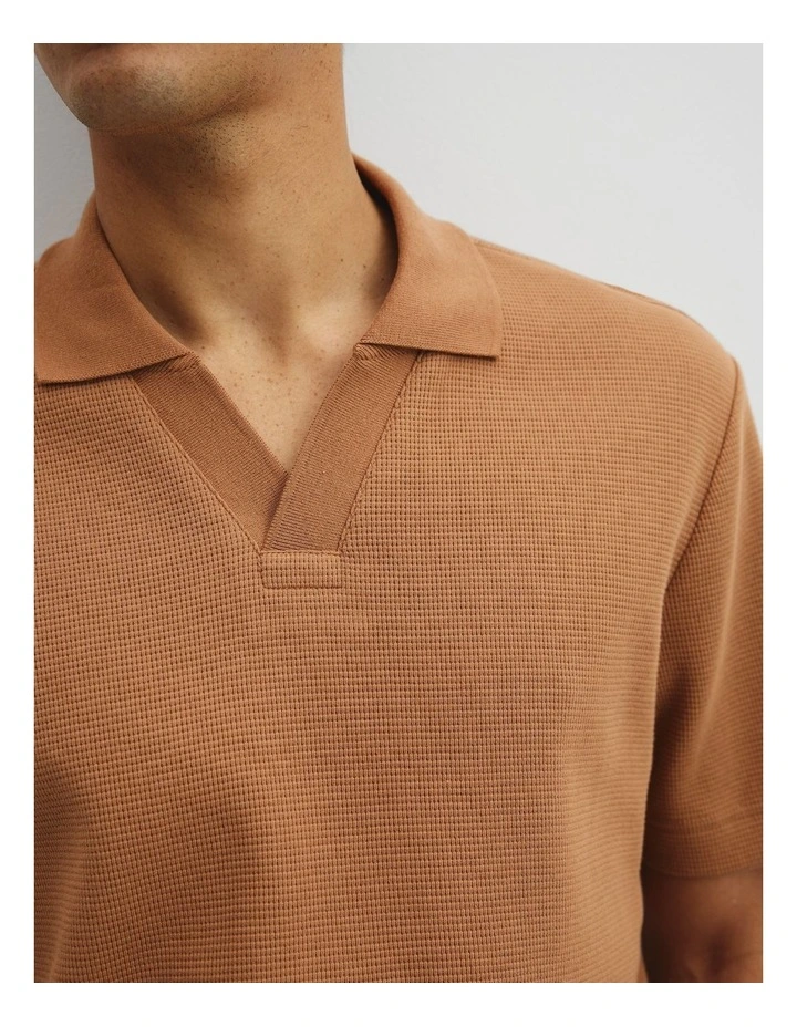 Australian Cotton Waffle Polo in Copper image 2
