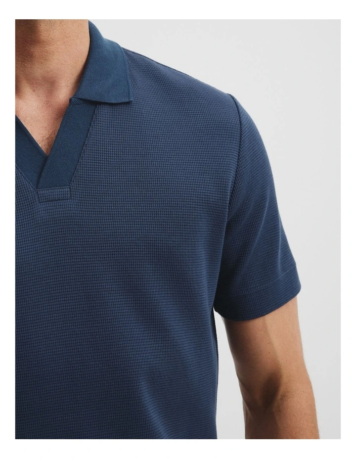 Australian Cotton Waffle Polo in Storm Blue image 2