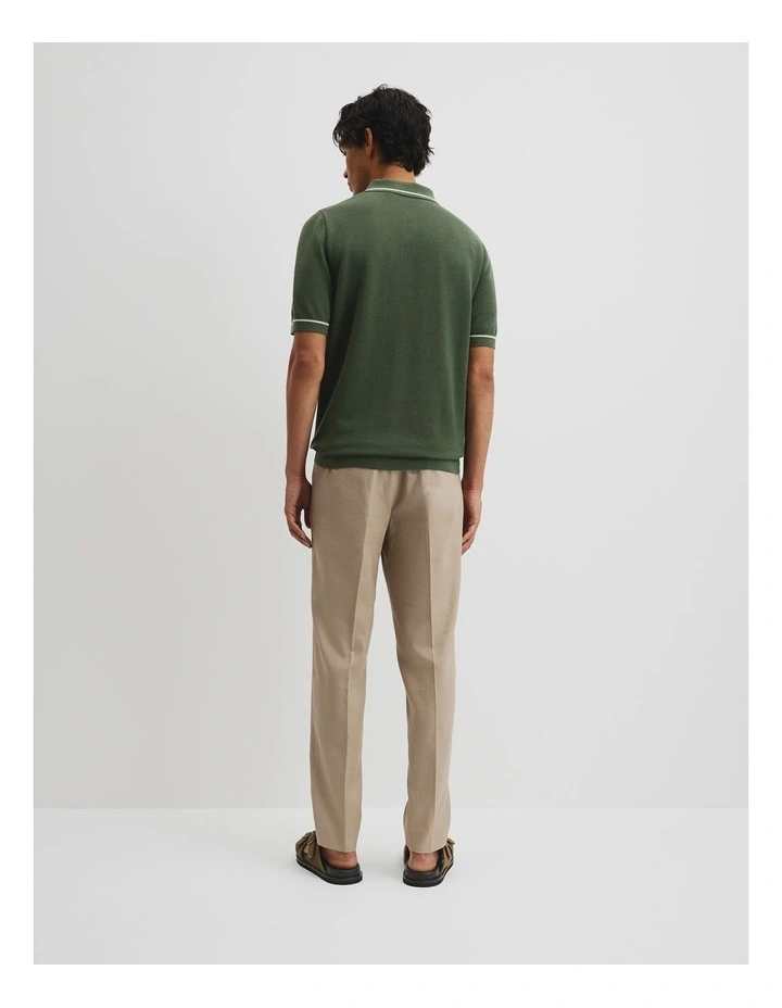 Australian Cotton Blend Silk Tipped Knit Polo in Thyme image 4