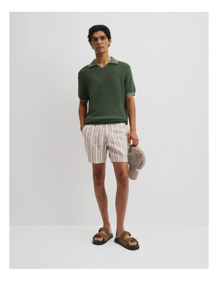 Australian Cotton V-neck Knit Polo in Thyme image 2