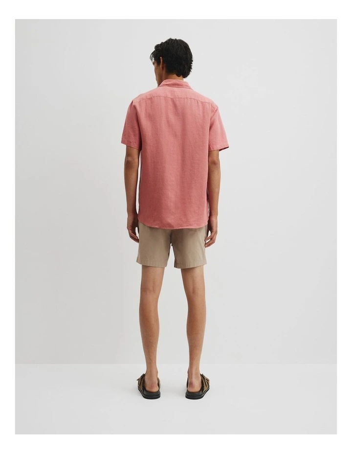 Organically Grown Linen Regular Fit Short Sleeve Shirt in Dusty Rose image 4