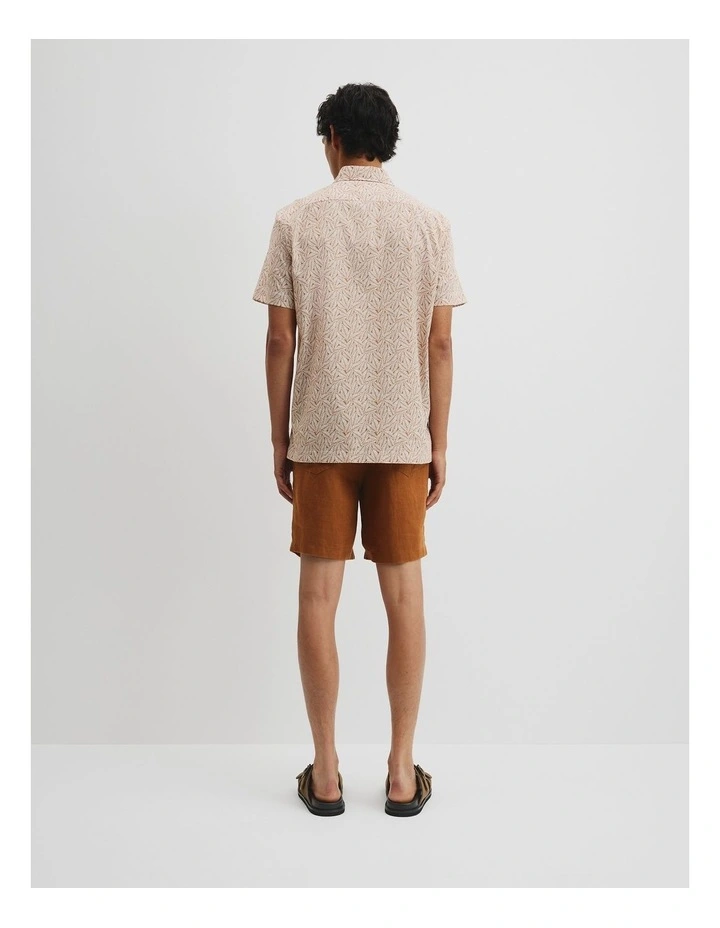 Short Sleeve Cotton Leaf Print Shirt in Copper image 4