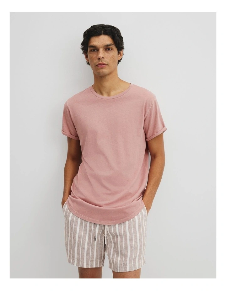 Australian Cotton Longline Garment Dye T-shirt in Dusty Rose image 1