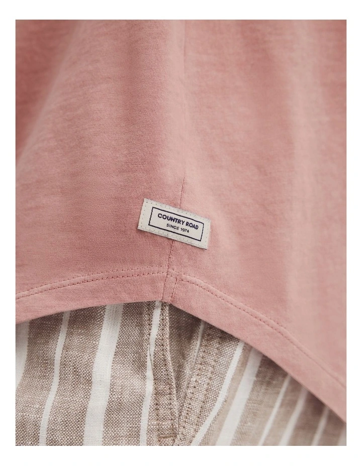 Australian Cotton Longline Garment Dye T-shirt in Dusty Rose image 2