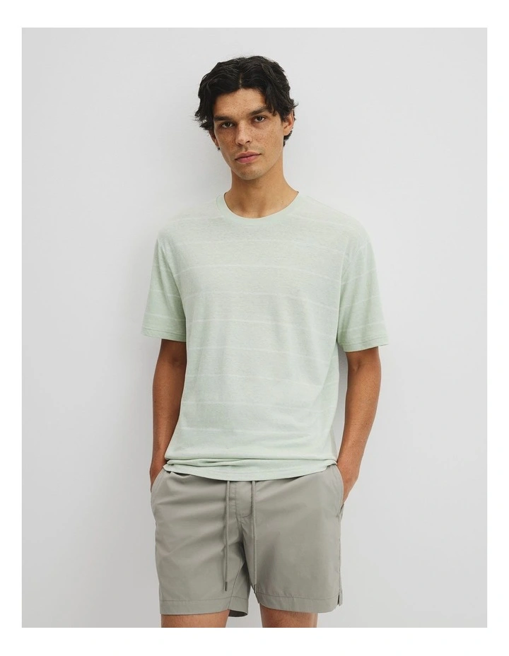 Hemp Slub Stripet-shirt in Mint image 1